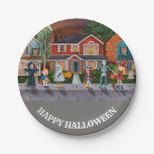 Trick oder Treat, glückliches Halloween Pappteller (Vorderseite)