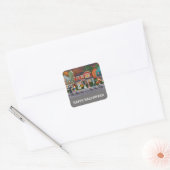 Trick oder Treat, glückliches Halloween Quadratischer Aufkleber (Umschlag)