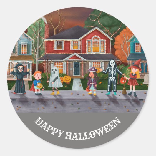 Trick oder Treat, glückliches Halloween Runder Aufkleber (Vorderseite)