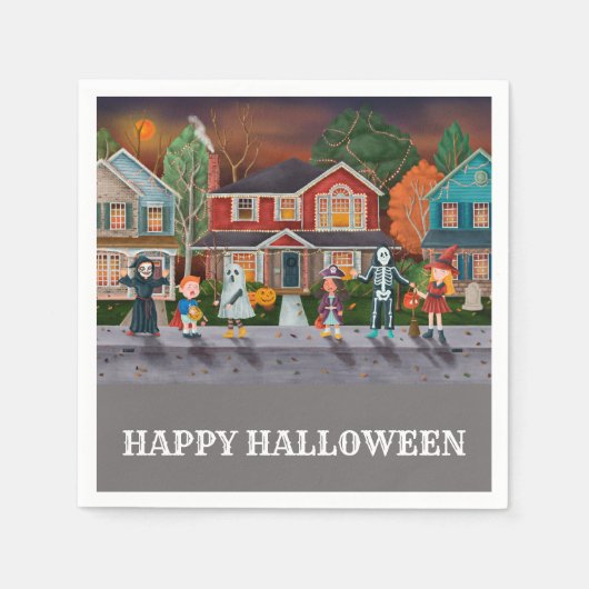 Trick oder Treat, glückliches Halloween Serviette (Vorderseite)
