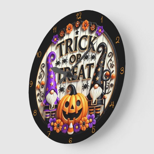 Trick oder Treat Gnome Große Wanduhr (Winkel)