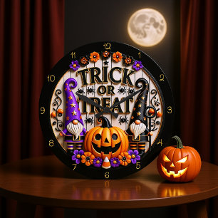 Trick oder Treat Gnome Große Wanduhr
