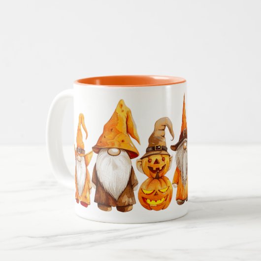 Trick oder Treat Gnomes Zweifarbige Tasse (Vorderseite Links)