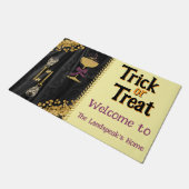 Trick oder Treat Gold Glitzer Skulls Halloween Fußmatte (Schrägansicht)