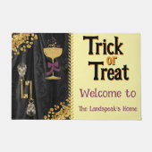 Trick oder Treat Gold Glitzer Skulls Halloween Fußmatte (Vorderseite)