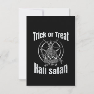 Trick oder Treat Hail Satan Pentagram Ziege Dankeskarte
