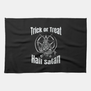 Trick oder Treat Hail Satan Pentagram Ziege Geschirrtuch