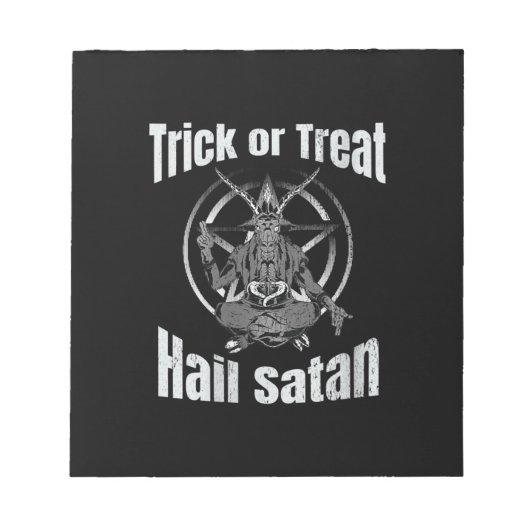 Trick oder Treat Hail Satan Pentagram Ziege Notizblock (Vorderseite)