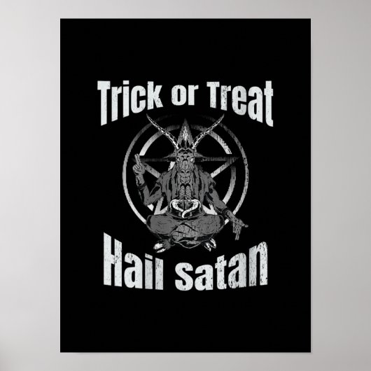 Trick oder Treat Hail Satan Pentagram Ziege Poster (Vorne)