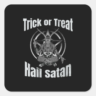 Trick oder Treat Hail Satan Pentagram Ziege Quadratischer Aufkleber