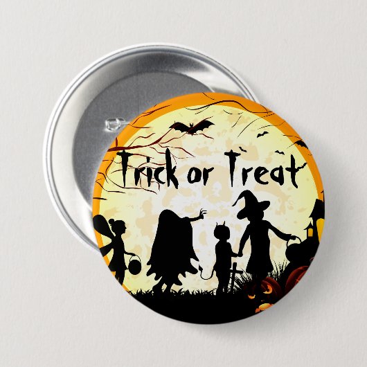 Trick oder Treat Halloween 2¼-Zoll-Round-Button Button (Vorne & Hinten)