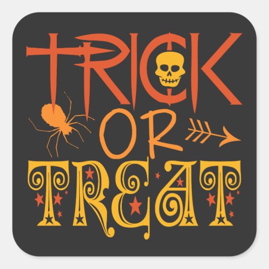Trick oder Treat Halloween-Aufkleber Quadratischer Aufkleber (Vorderseite)