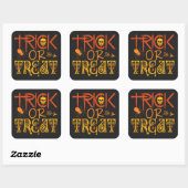 Trick oder Treat Halloween-Aufkleber Quadratischer Aufkleber (Blatt)