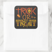 Trick oder Treat Halloween-Aufkleber Quadratischer Aufkleber (Tasche)