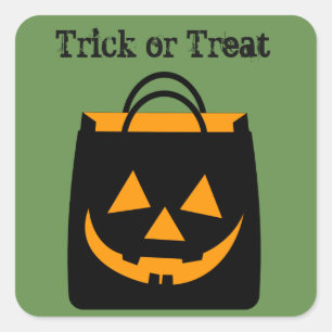 Trick oder Treat Halloween-Aufkleber Quadratischer Aufkleber