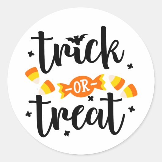 Trick oder Treat Halloween Candy Typografie Runder Aufkleber (Vorderseite)