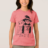 Trick oder Treat Halloween Cat Witch Ghost Tri-Blend Shirt (Vorderseite)