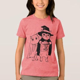 Trick oder Treat Halloween Cat Witch Ghost Tri-Blend Shirt