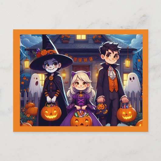 Trick oder Treat Halloween Children Postkarte (Vorderseite)