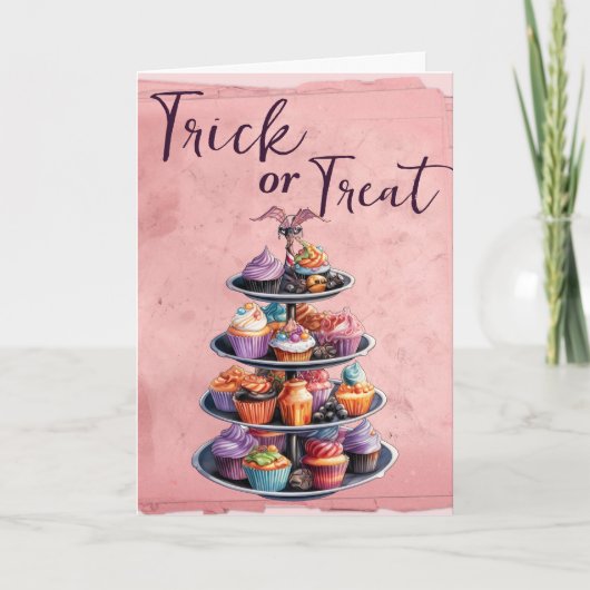 Trick oder Treat Halloween Cupcakes Wüste Karte (Vorderseite)