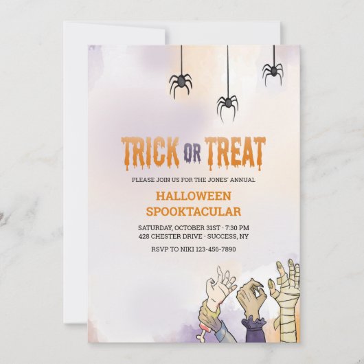 Trick oder Treat Halloween Einladung (Vorderseite)