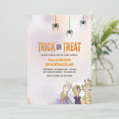Trick oder Treat Halloween Einladung (Stehend Vorderseite)