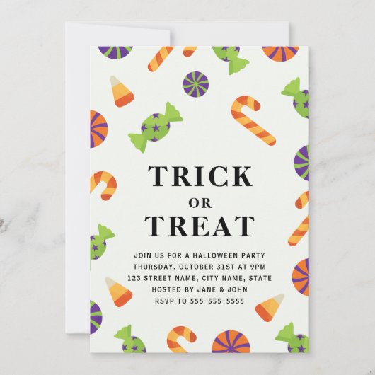 Trick oder Treat Halloween Einladung mit Laken (Vorderseite)