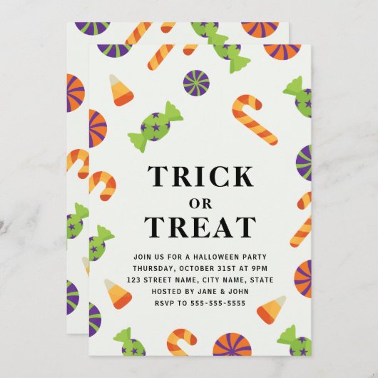 Trick oder Treat Halloween Einladung mit Laken (Vorne/Hinten)