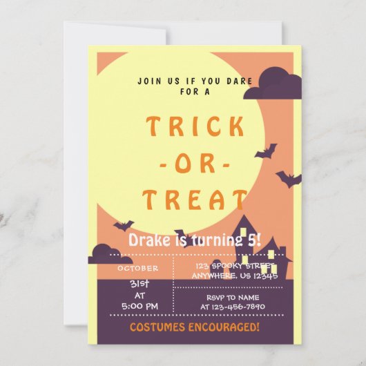 Trick oder Treat, Halloween-Fledermäuse, spöttisch Einladung (Vorderseite)