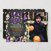 Trick oder Treat Halloween-Foto Einladung (Vorne/Hinten)