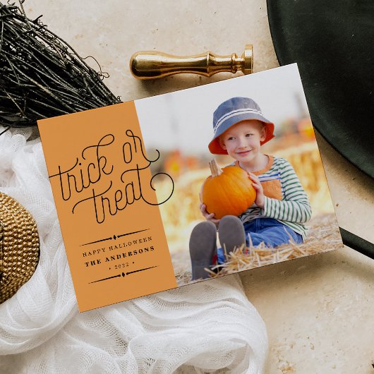 Trick oder Treat Halloween-Foto Karte