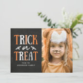 Trick oder Treat | Halloween-Fotokarte Karte (Stehend Vorderseite)