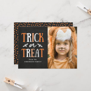 Trick oder Treat Halloween-Fotokarte Karte