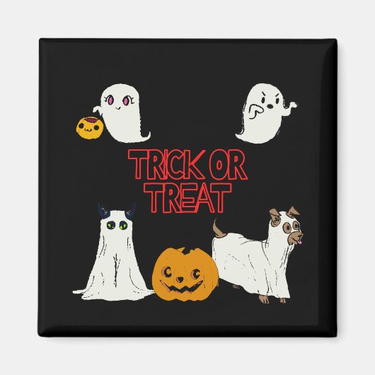 Trick oder Treat Halloween-Geister Magnet (Vorne)