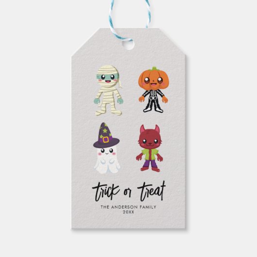 Trick oder Treat Halloween-Geschenkmarken Geschenkanhänger (Vorderseite)