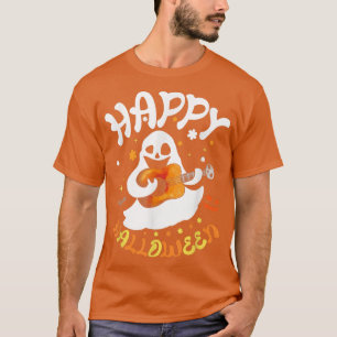 Trick oder Treat Halloween Ghost spielt Gitarre In T-Shirt