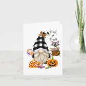 Trick oder Treat Halloween Gnome Paper Karte (Vorderseite)