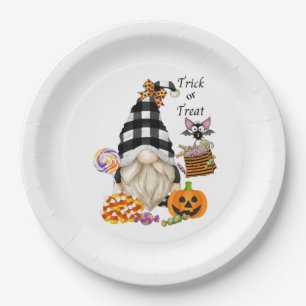 Trick oder Treat Halloween Gnome Pappteller