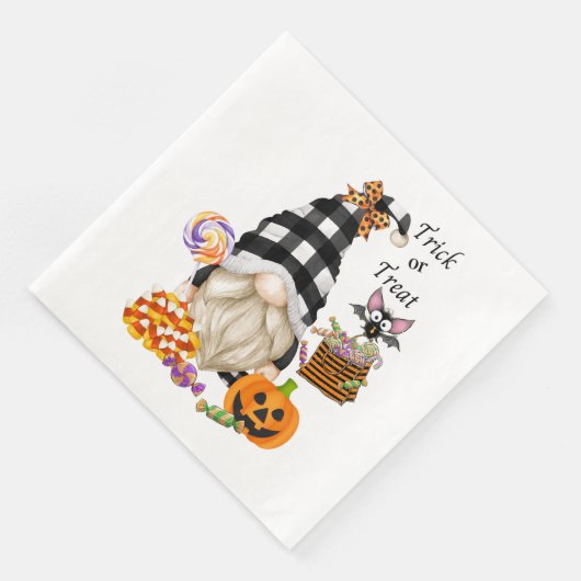 Trick oder Treat Halloween Gnome Serviette (Ecke)