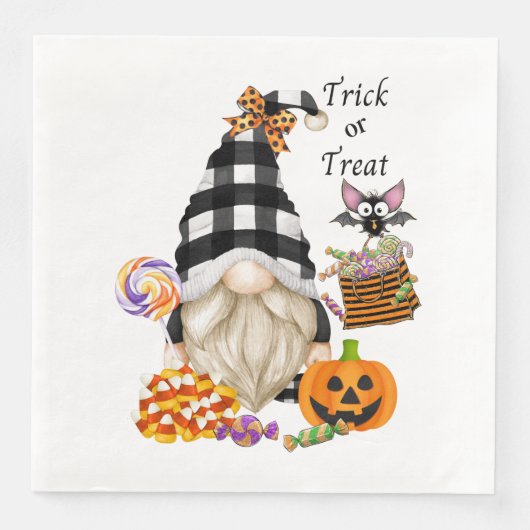 Trick oder Treat Halloween Gnome Serviette (Vorderseite)