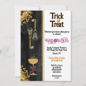 Trick oder Treat Halloween Gold Glitzer Skulls Einladung (Vorderseite)