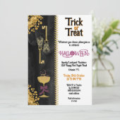 Trick oder Treat Halloween Gold Glitzer Skulls Einladung (Stehend Vorderseite)