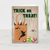 TRICK ODER TREAT Halloween Gruß Karte (Vorderseite)