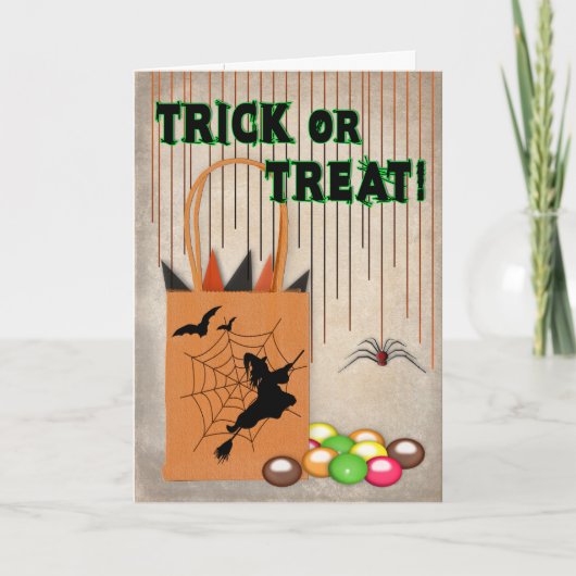 TRICK ODER TREAT Halloween Gruß Karte (Vorderseite)