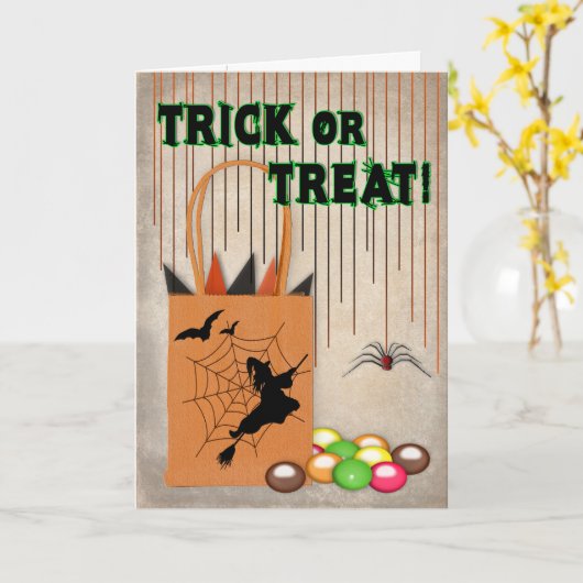 TRICK ODER TREAT Halloween Gruß Karte (Gelbe Blume)