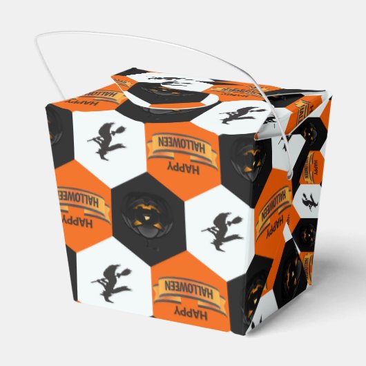 Trick oder Treat Halloween-Hexagons-Muster Geschenkschachtel (Rückseite)