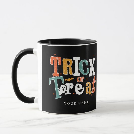 Trick oder Treat Halloween-Individuelle Name Tasse (Links)