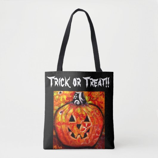 Trick oder Treat Halloween Jack-O-Lantern Whimsica Tasche (Vorderseite)