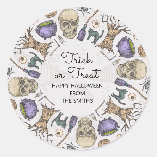Trick oder Treat Halloween Leckerei Bag Sticker (Vorderseite)