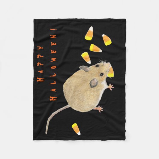 Trick oder Treat Halloween Maus mit Candy Corns Fleecedecke (Vorderseite)